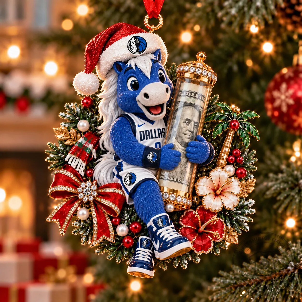 Dallas Mavericks Champ Mascot Christmas Tree Ornament for Basketball Fans