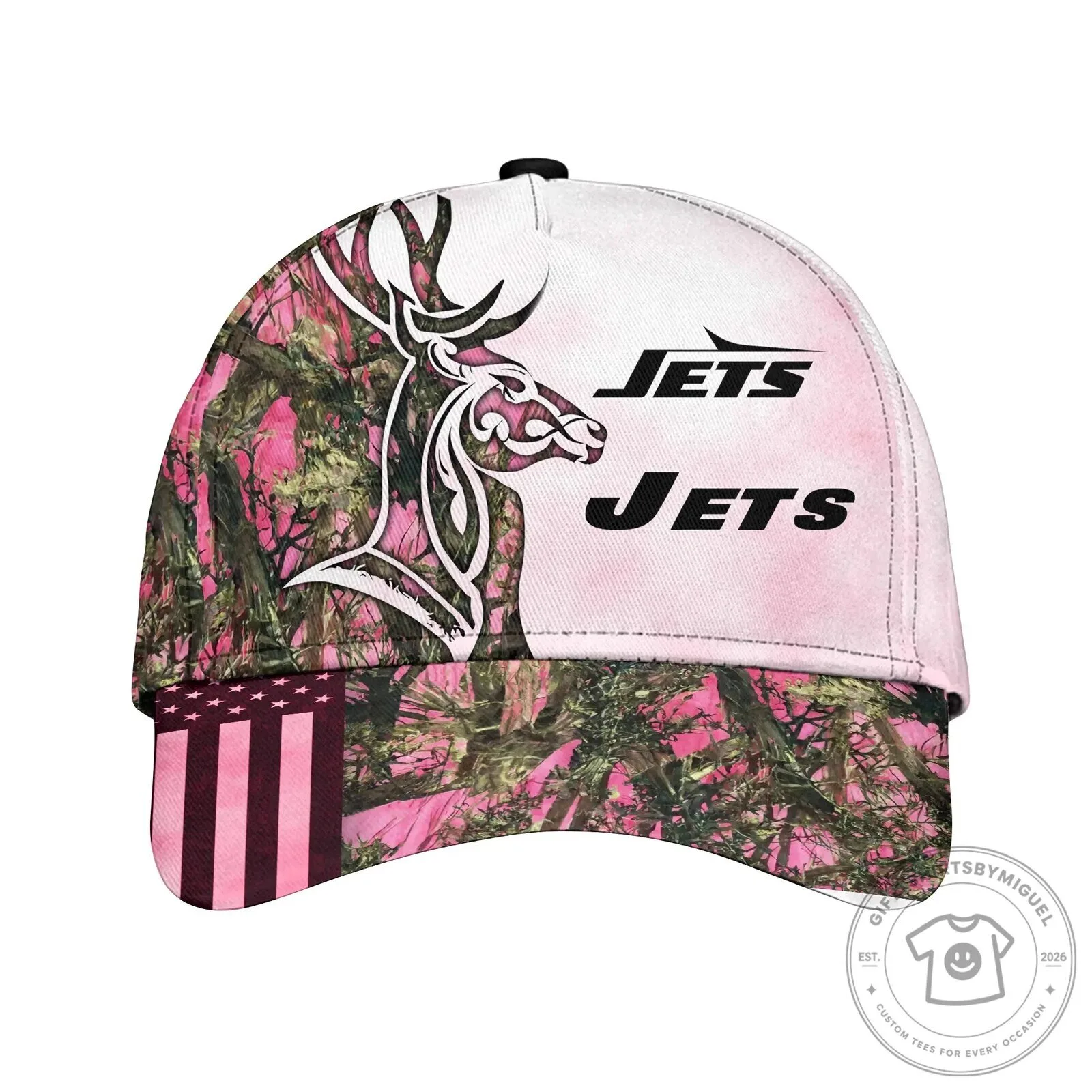 New York Jets Hunting Camouflage Deer Antler Baseball Cap Hat