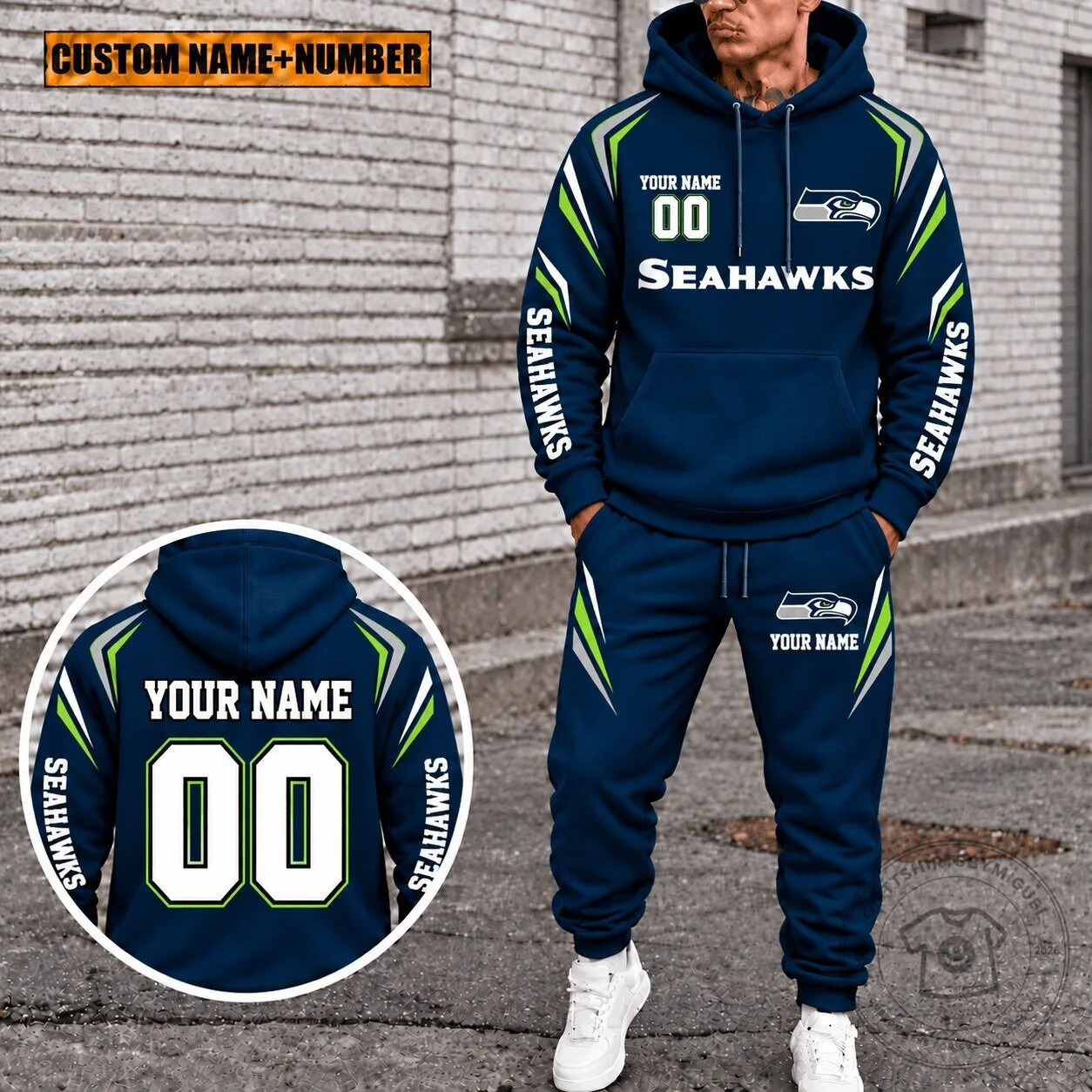 Seattle Seahawks Personalized Custom Name Number Hoodie Sweatshirt