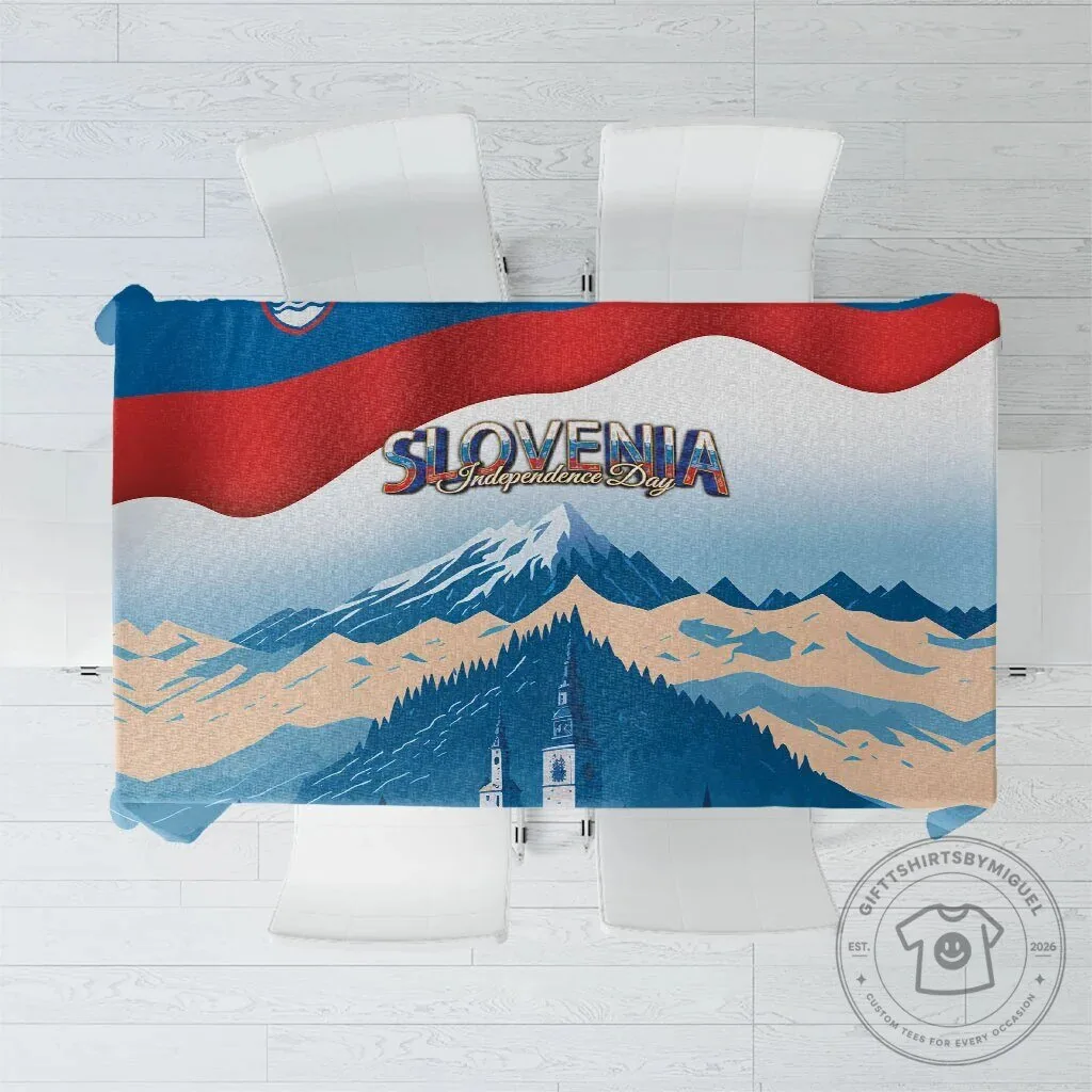 Slovenia Independence Day Lake Bled Julian Alps Landscape Tablecloth