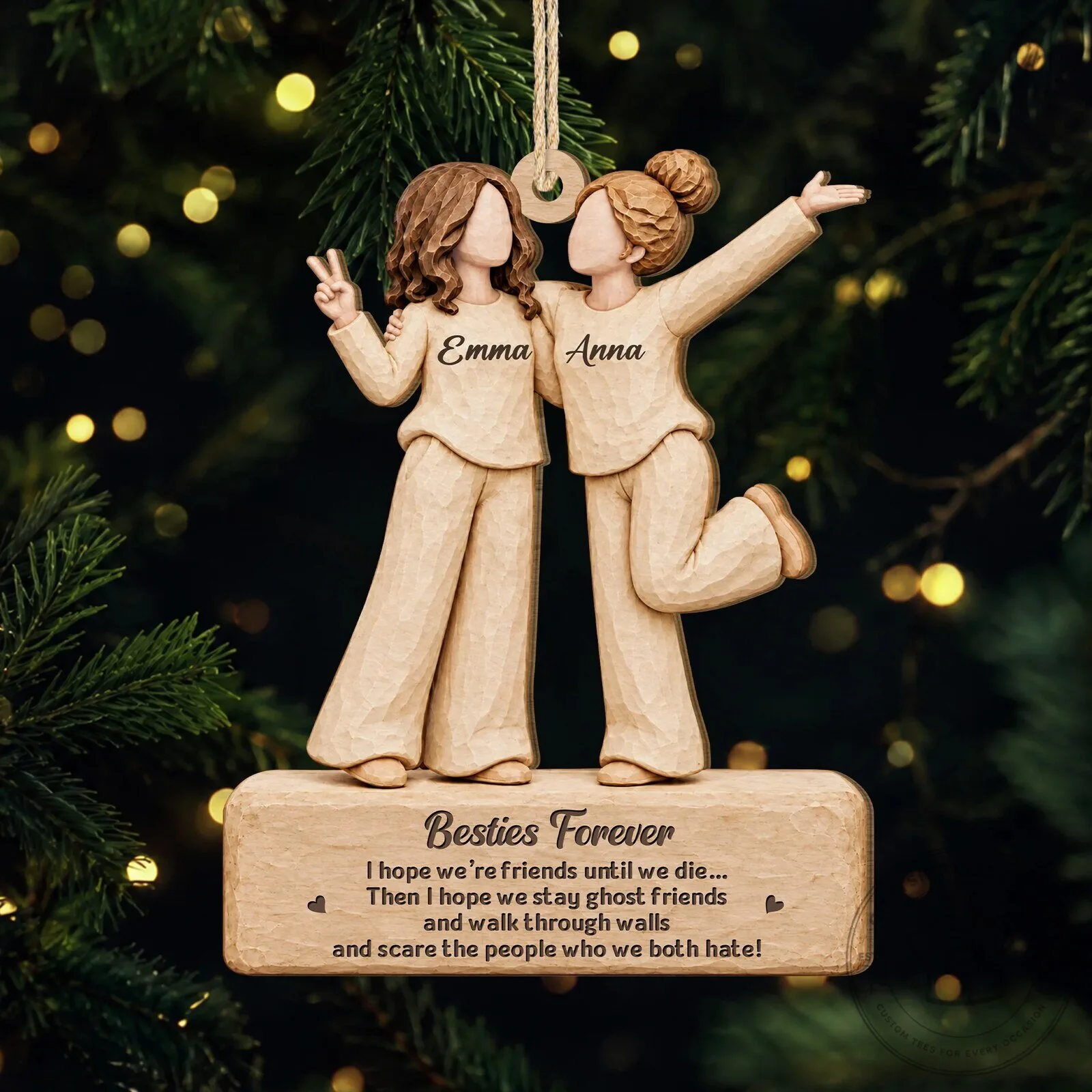 Besties Forever Personalized Friends Christmas Ornament - Custom Friendship Gift