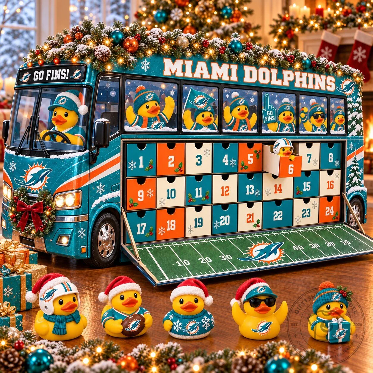 Miami Dolphins Football Team Christmas Holiday Advent Calendar