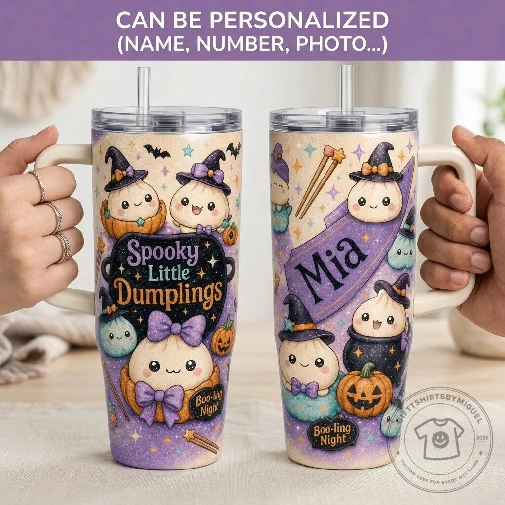 Personalized Spooky Little Dumplings Halloween Insulated Tumbler with Handle