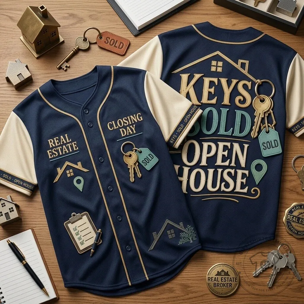 Real Estate Agent Closing Day Navy Blue Baseball Jersey for Realtors