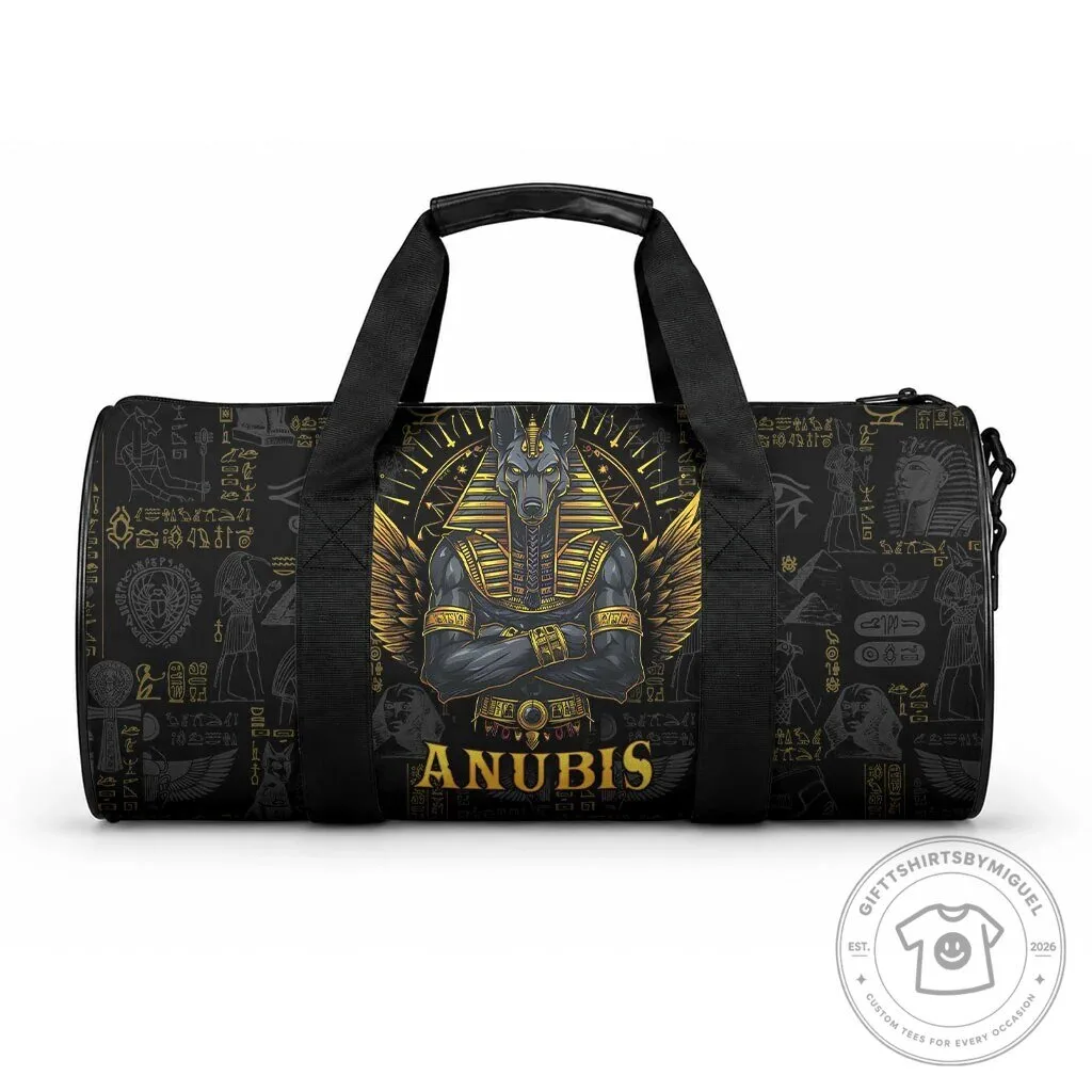 Anubis Egyptian God of Death Black Gold Travel Duffle Bag