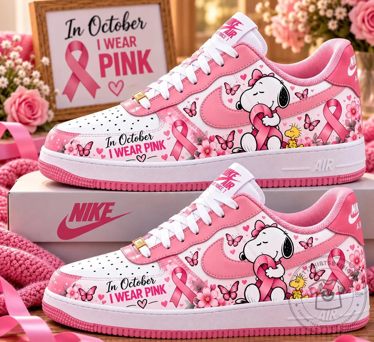 Snoopy Breast Cancer Awareness In October I Wear Pink Custom Shoes