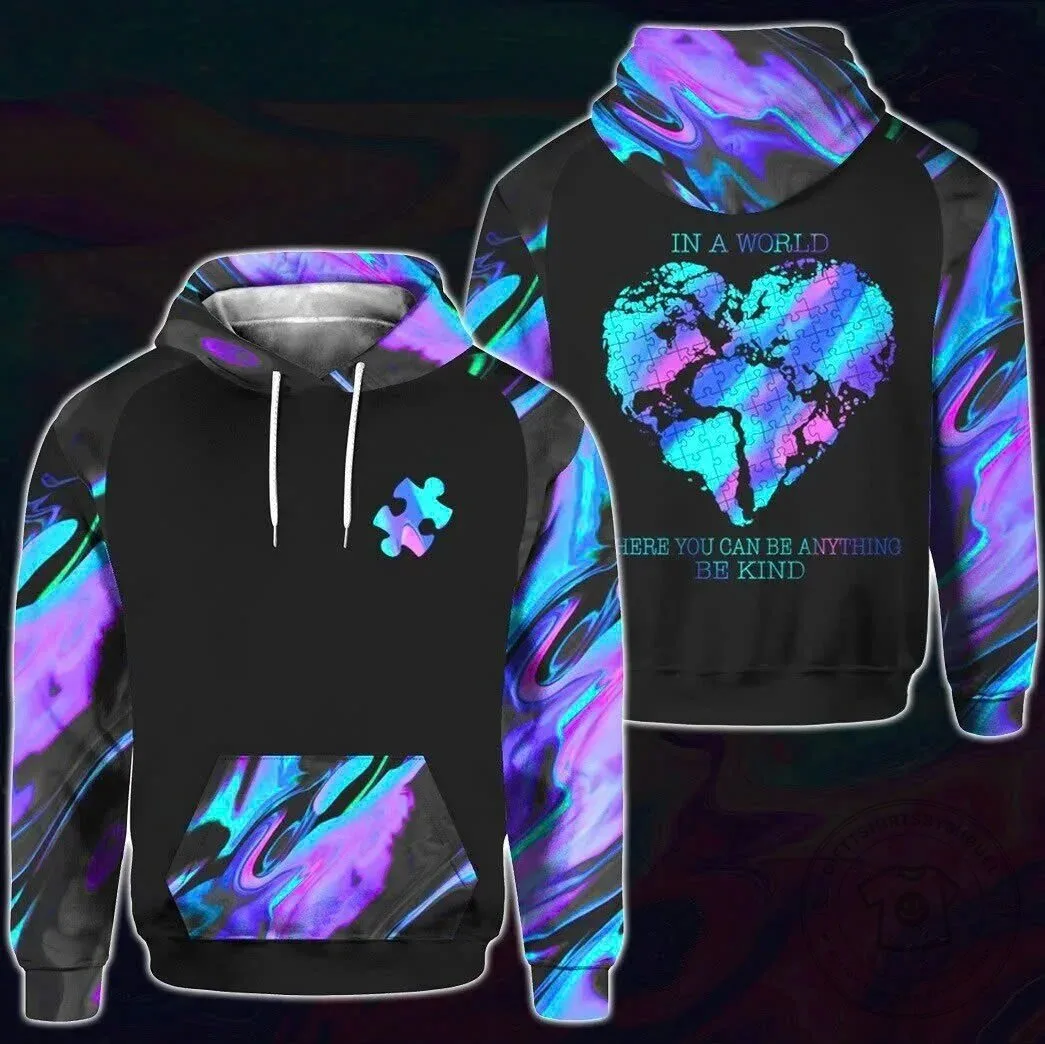 Autism Awareness Puzzle Heart Be Kind Quote Hoodie