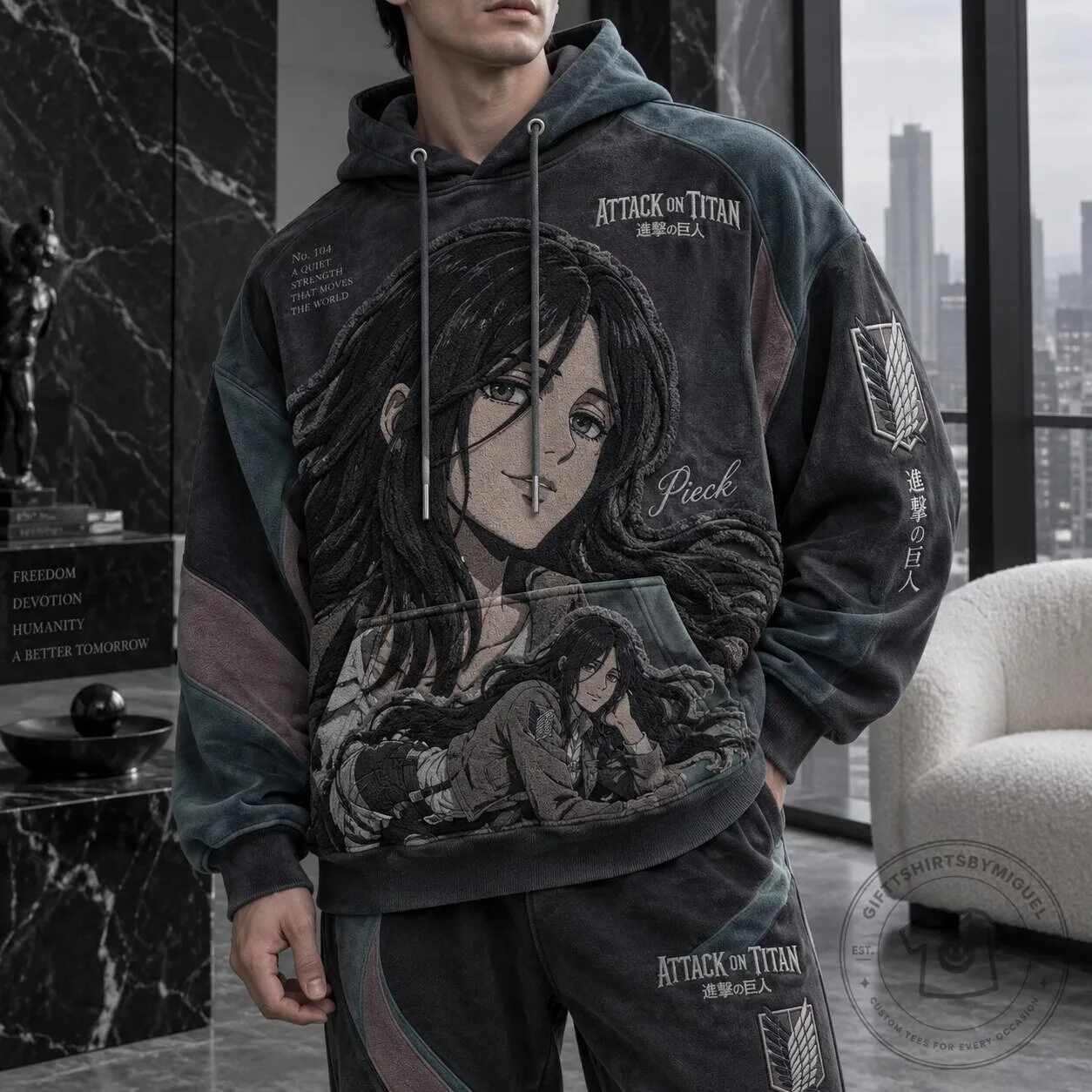 Attack on Titan Pieck Finger Anime Manga Oversized Graphic Hoodie