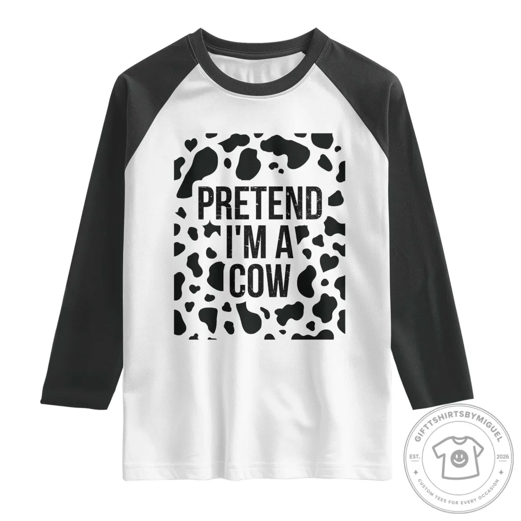 Pretend I Am A Cow Halloween Costume Shirt Funny Adult Raglan T-Shirt Pretend I Am A Cow Halloween Costume Shirt Funny Adult Raglan T-Shirt