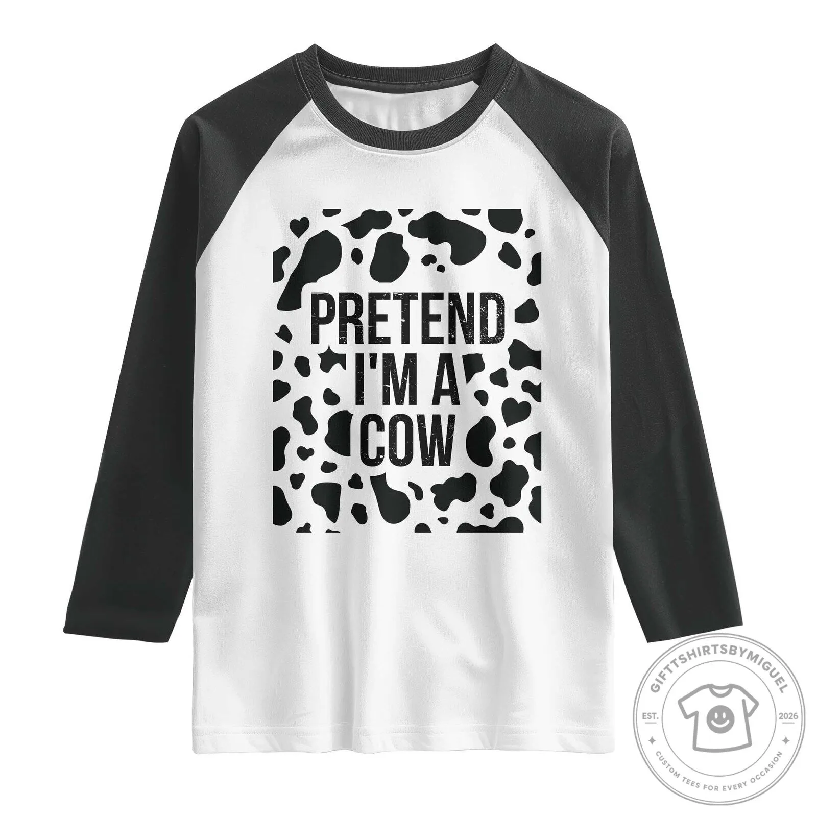 Pretend I Am A Cow Halloween Costume Shirt Funny Adult Raglan T-Shirt