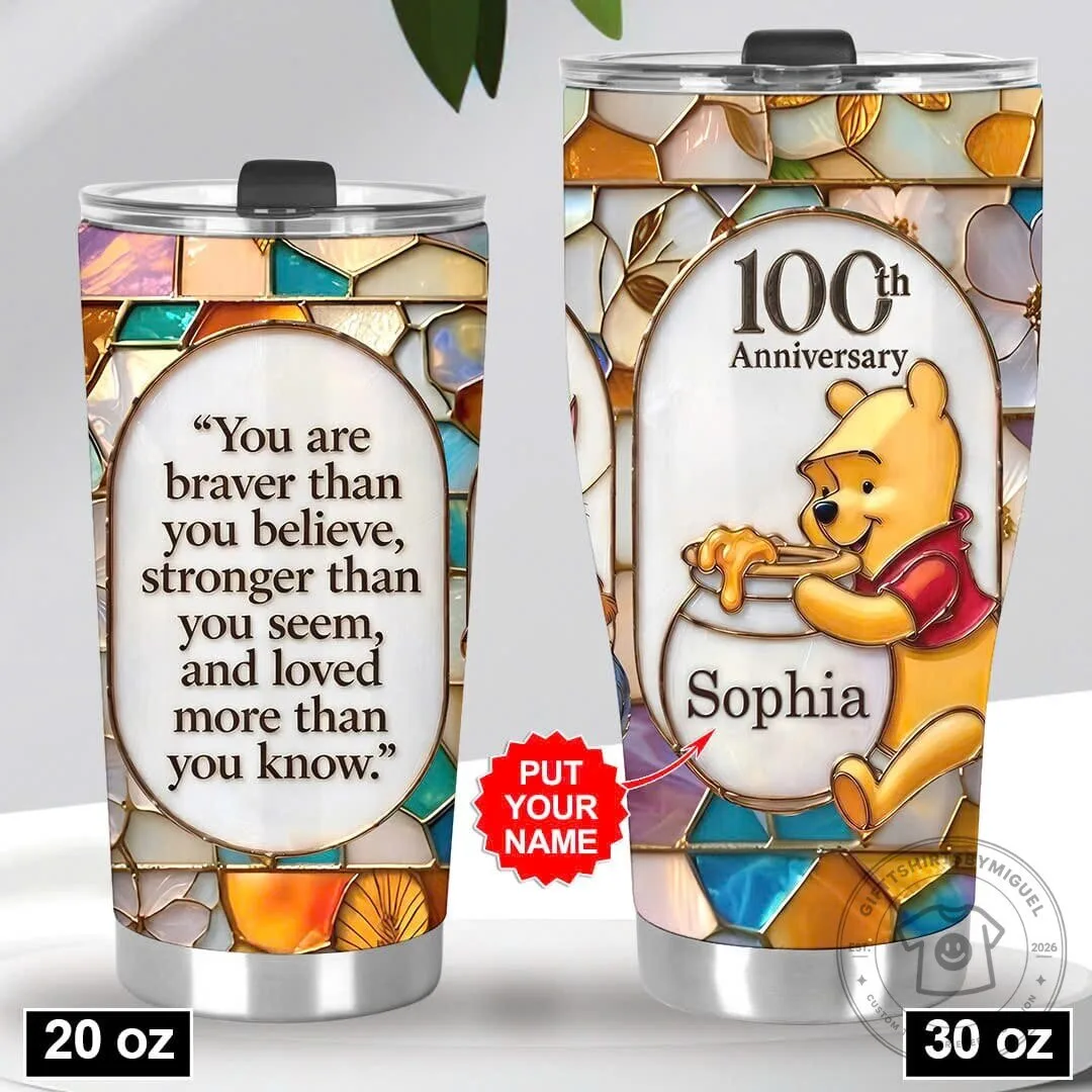 Winnie the Pooh 100th Anniversary Stained Glass Personalized Tumbler 9 Winnie the Pooh 100th Anniversary Stained Glass Personalized Tumbler
