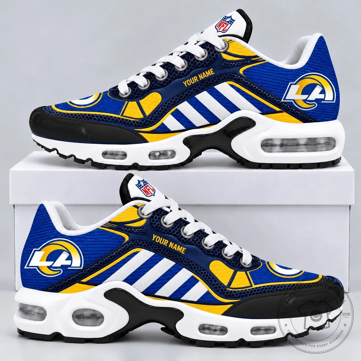 Los Angeles Rams Personalized Diagonal Stripe Air Max Style Running Shoes