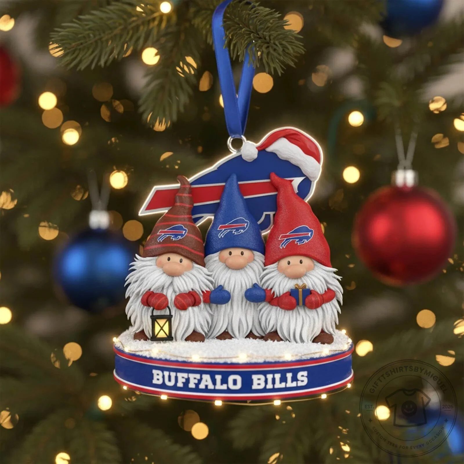 Buffalo Bills Gnomes Christmas Tree Ornament