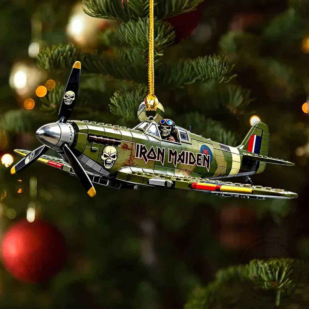Iron Maiden Trooper Eddie Fighter Plane Christmas Ornament