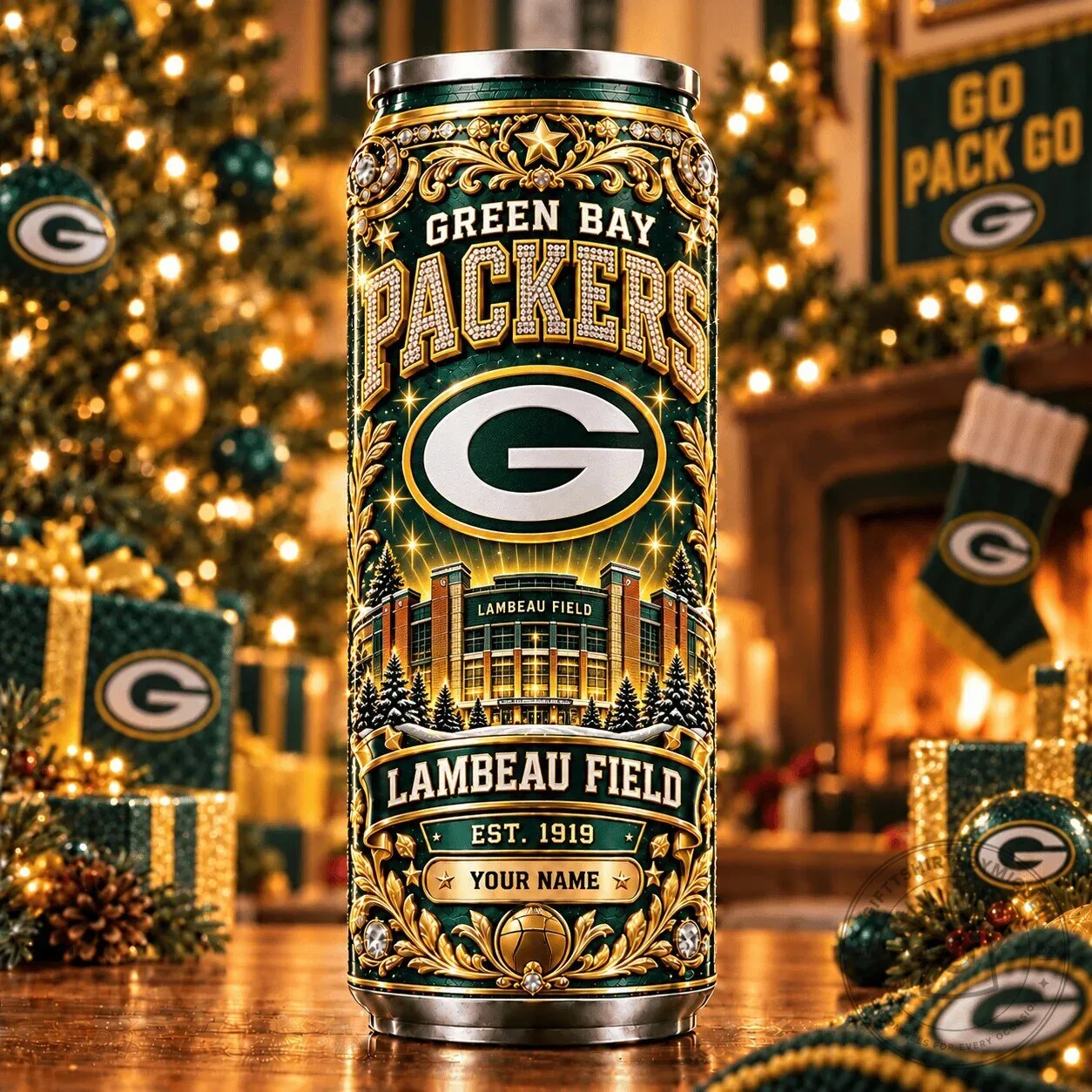 Green Bay Packers Lambeau Field Personalized Name Can Tumbler