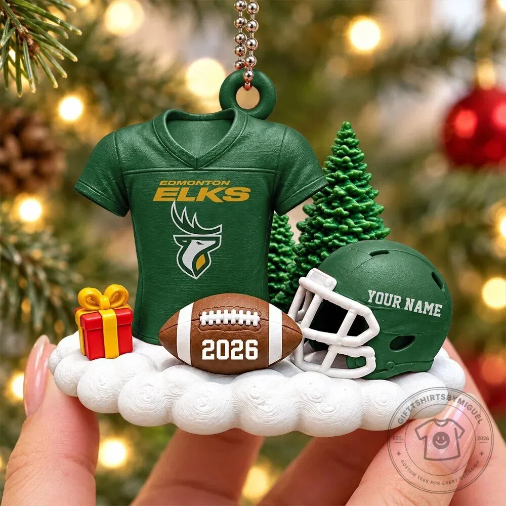 Edmonton Elks Football Team Personalized Christmas Tree Ornament Gift