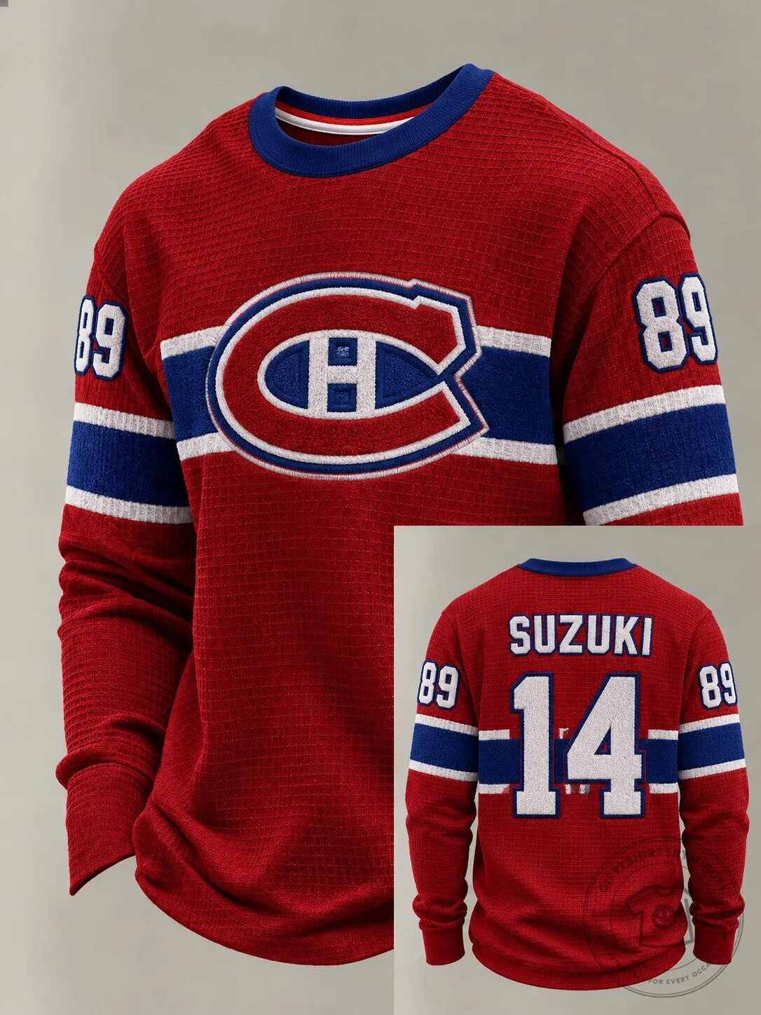 Montreal Canadiens Nick Suzuki Number 14 Red Hockey Fan Sweatshirt