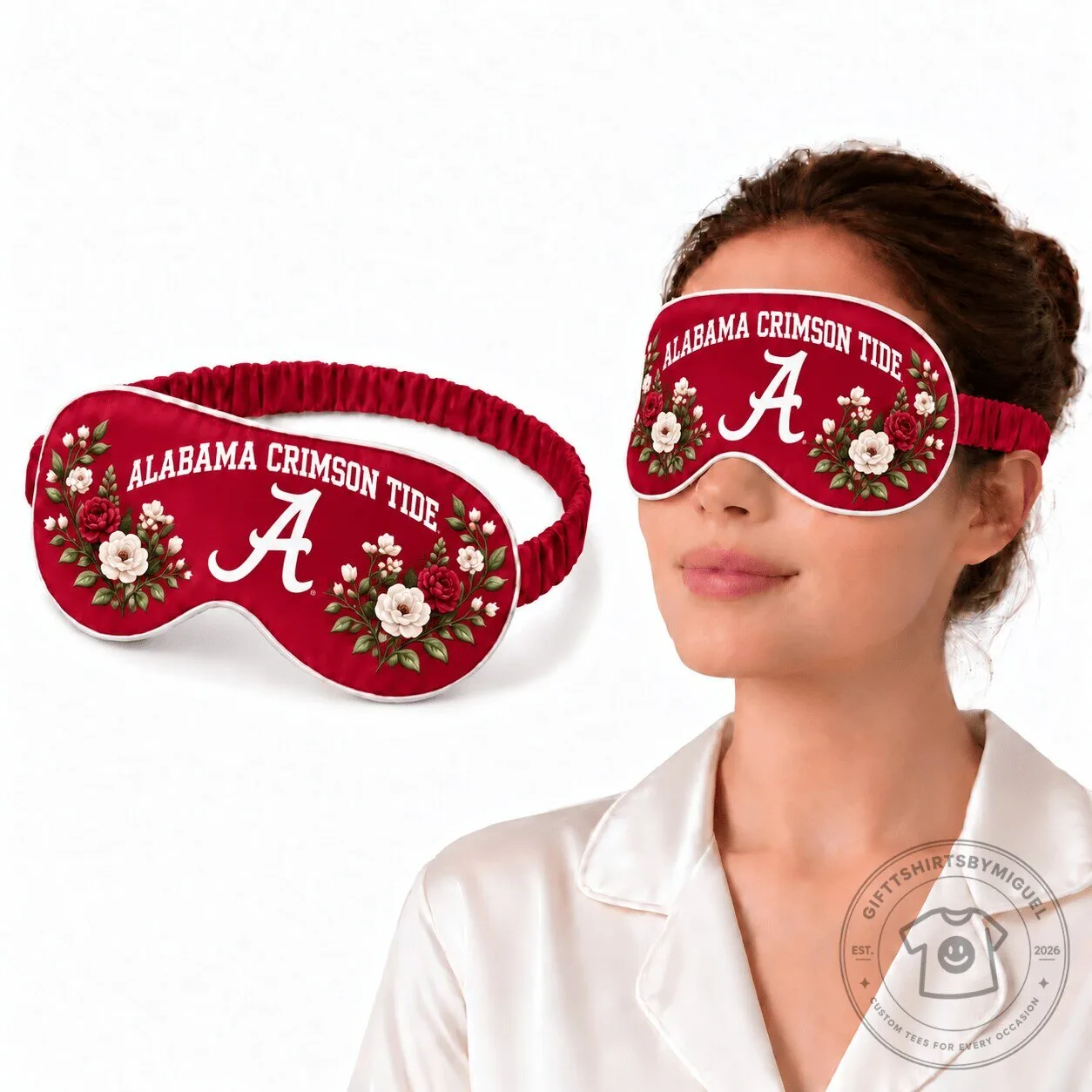 Alabama Crimson Tide Floral Sleep Mask Eye Cover