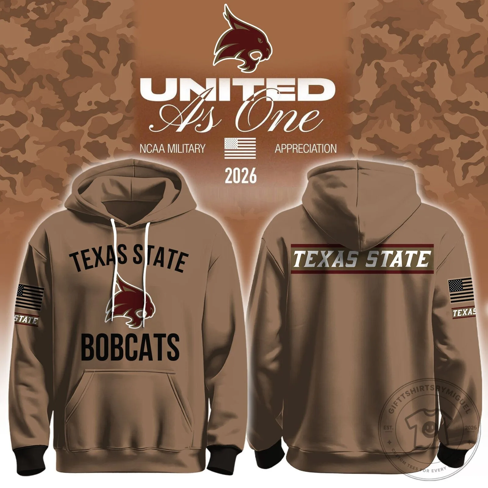Texas State Bobcats Military Appreciation Hoodie