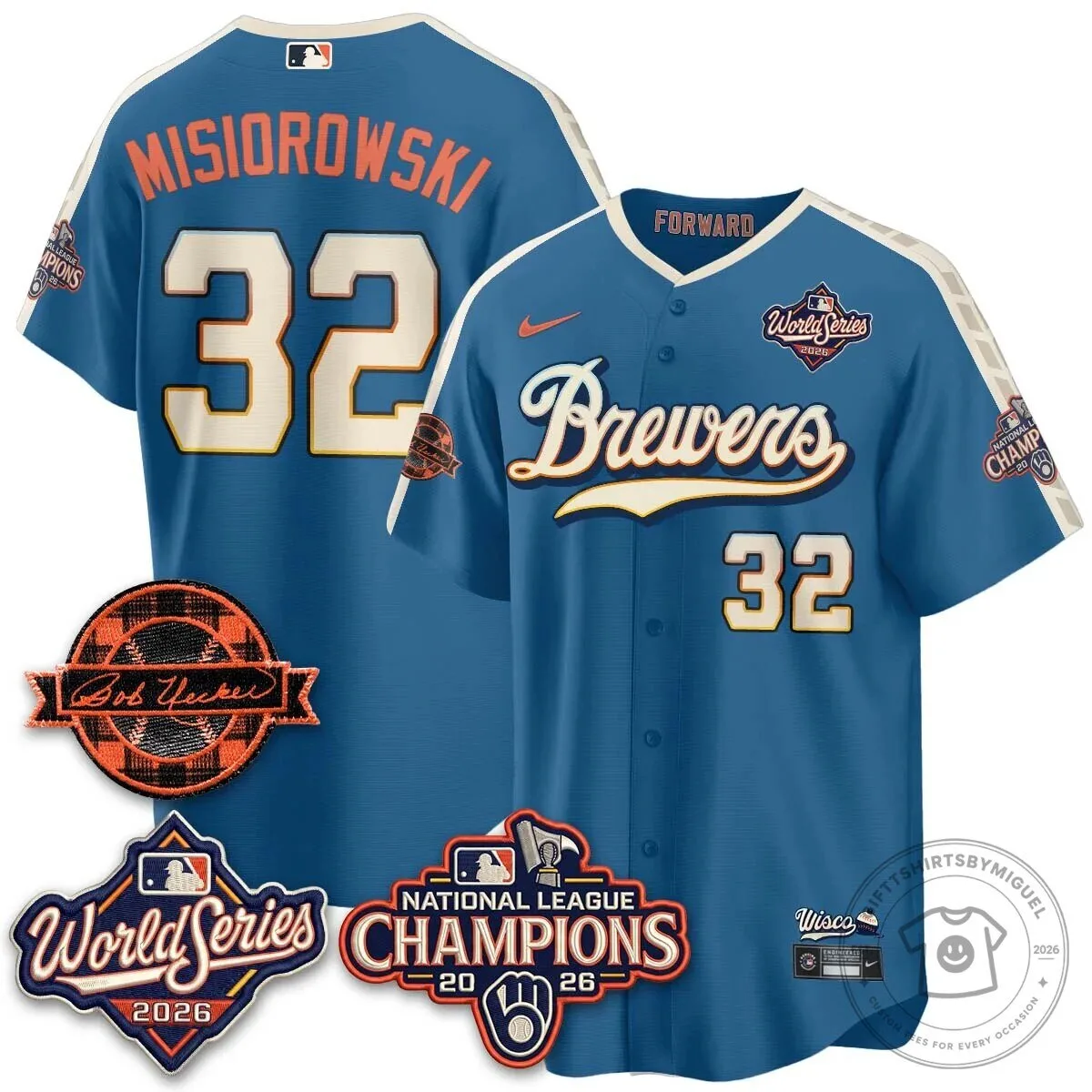 Milwaukee Brewers 2026 National League Champions Bob Uecker City Connect Baseball Jersey