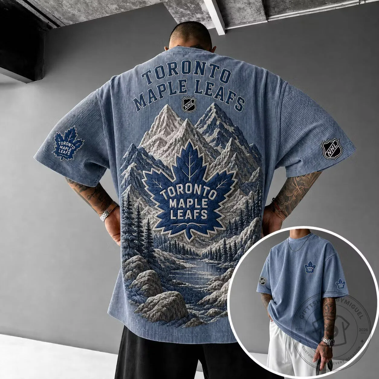 Toronto Maple Leafs Mountain Landscape Short-Sleeve Hockey Fan T-Shirt