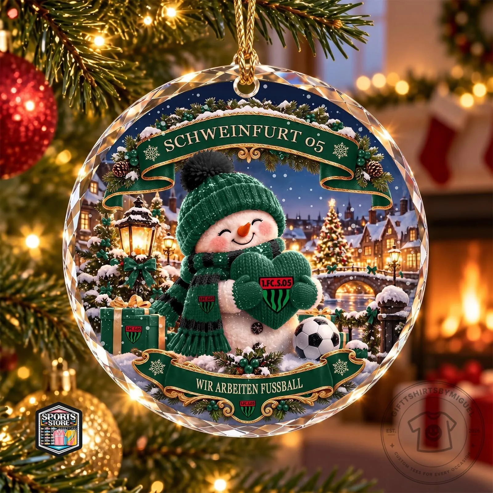 1. FC Schweinfurt 05 Snowman Christmas Tree Holiday Ornament