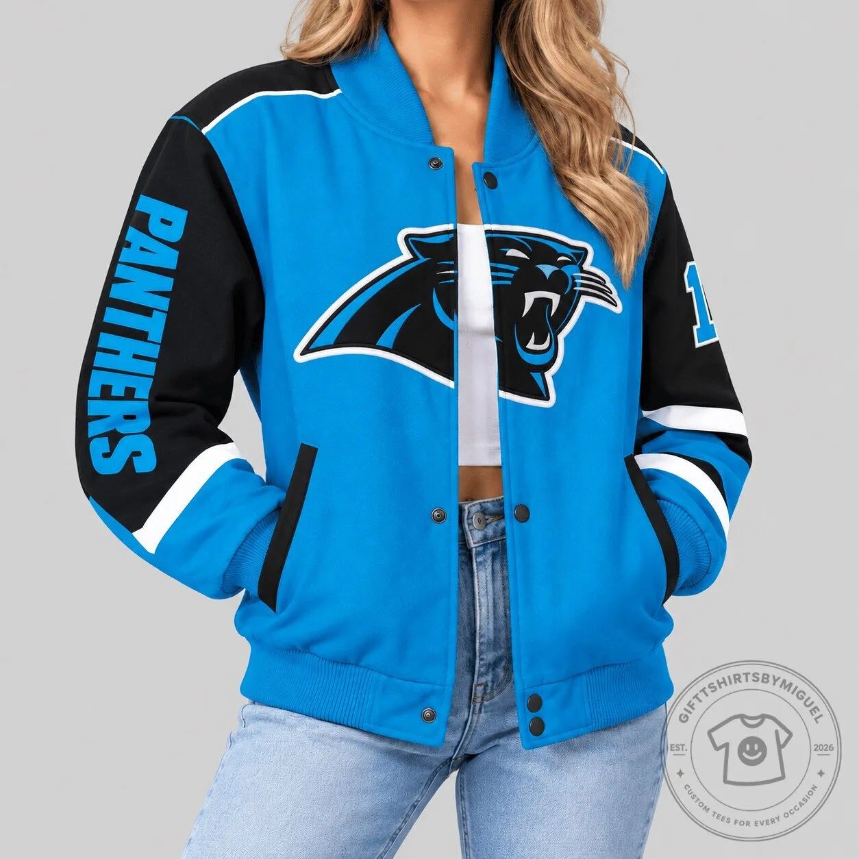 Carolina Panthers NFL Football Team Bomber Jacket