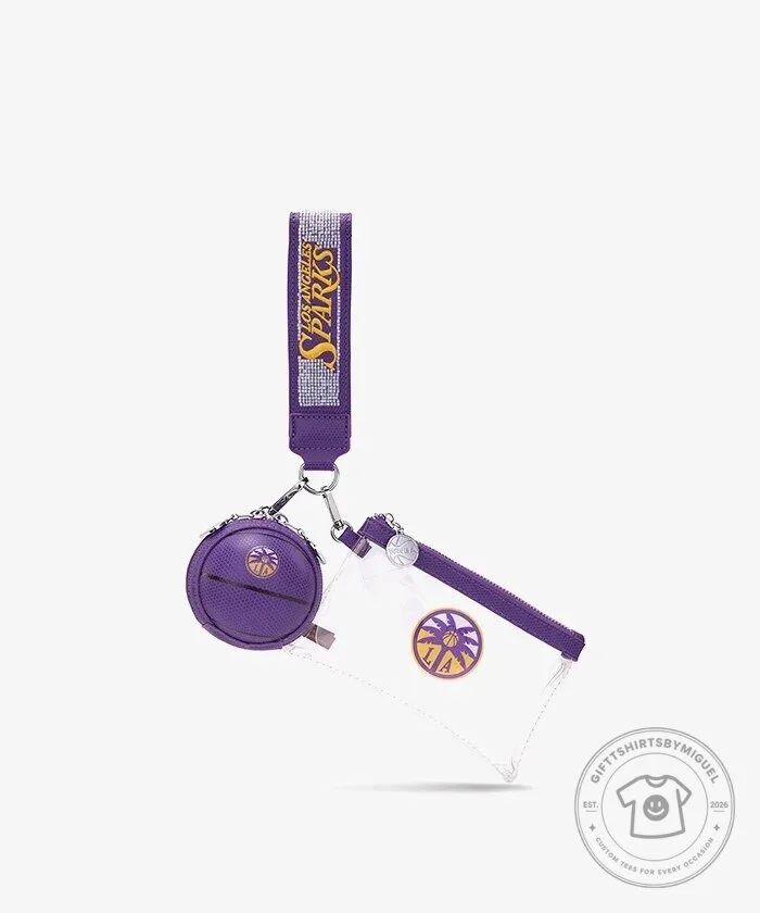 Los Angeles Sparks WNBA Basketball Team Clear Wristlet Bag Set with Keychain