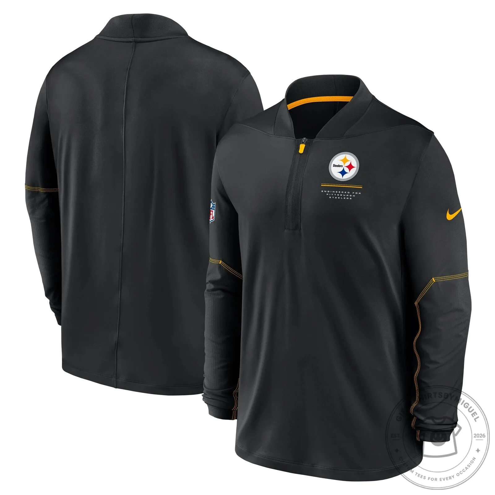NFL Pittsburgh Steelers Nike Half-Zip Jacket Top Black