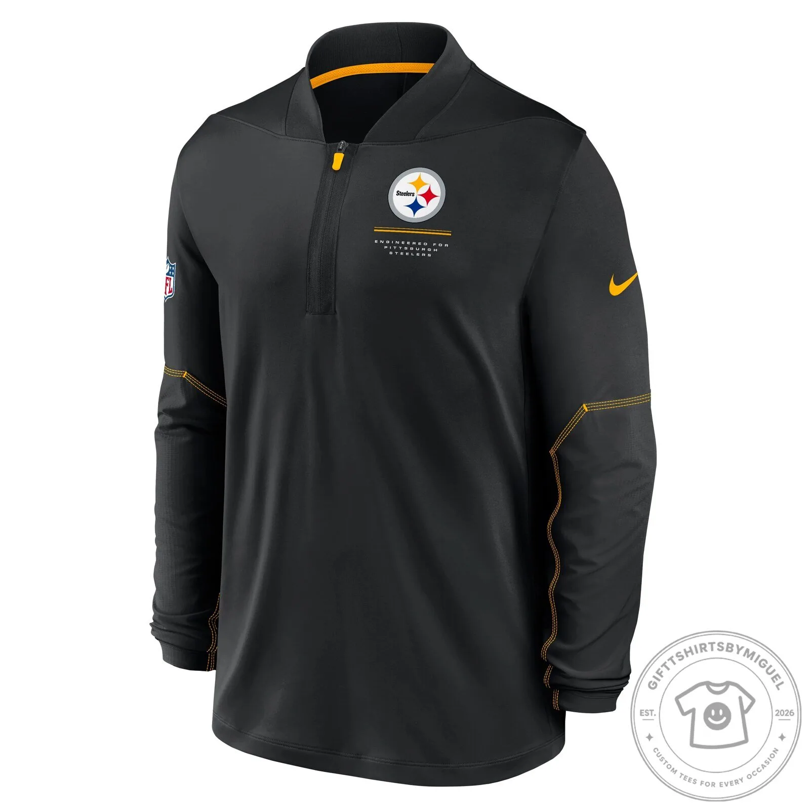 NFL Pittsburgh Steelers Nike Half-Zip Jacket Top Black 4 NFL Pittsburgh Steelers Nike Half-Zip Jacket Top Black
