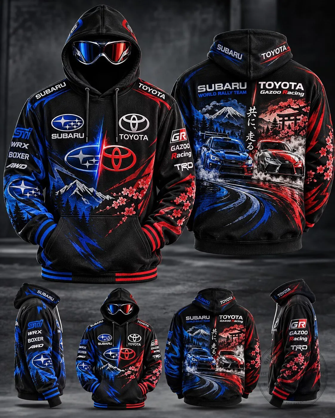 Subaru Toyota World Rally Team Gazoo Racing All-Over Print Hoodie