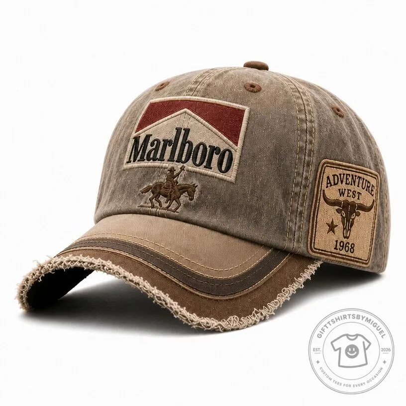 Marlboro Adventure West 1968 Distressed Vintage Baseball Cap Hat