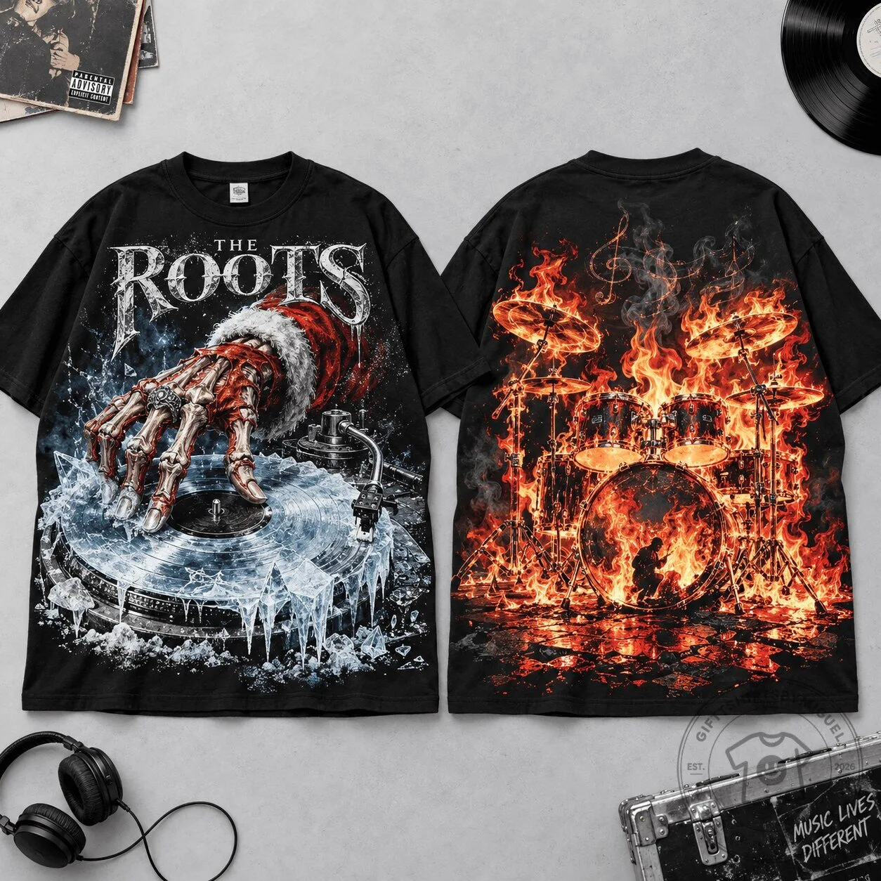 The Roots Band Christmas Beat Drop Music T-Shirt