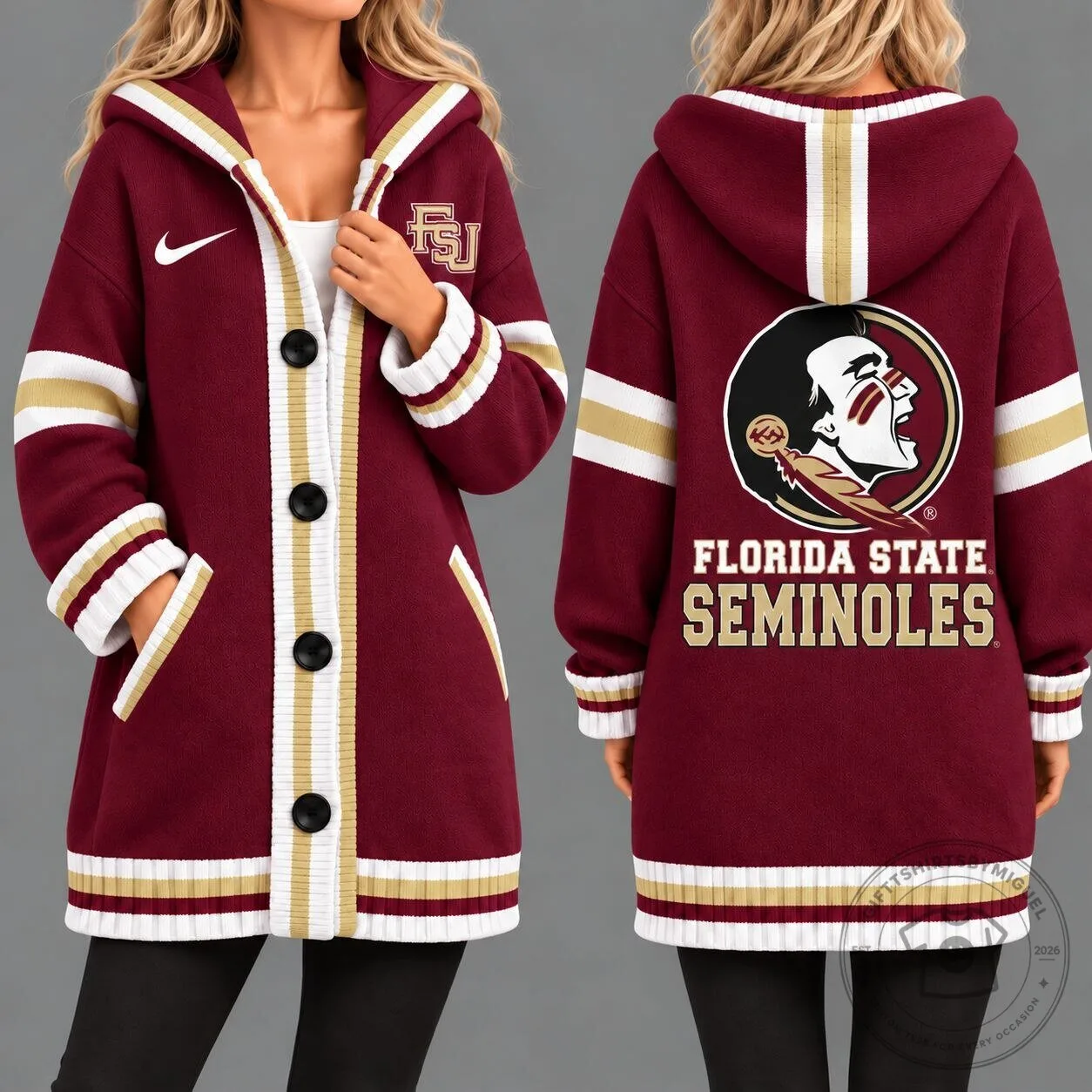 Florida State Seminoles Game Day Oversized Cardigan Hoodie for Women