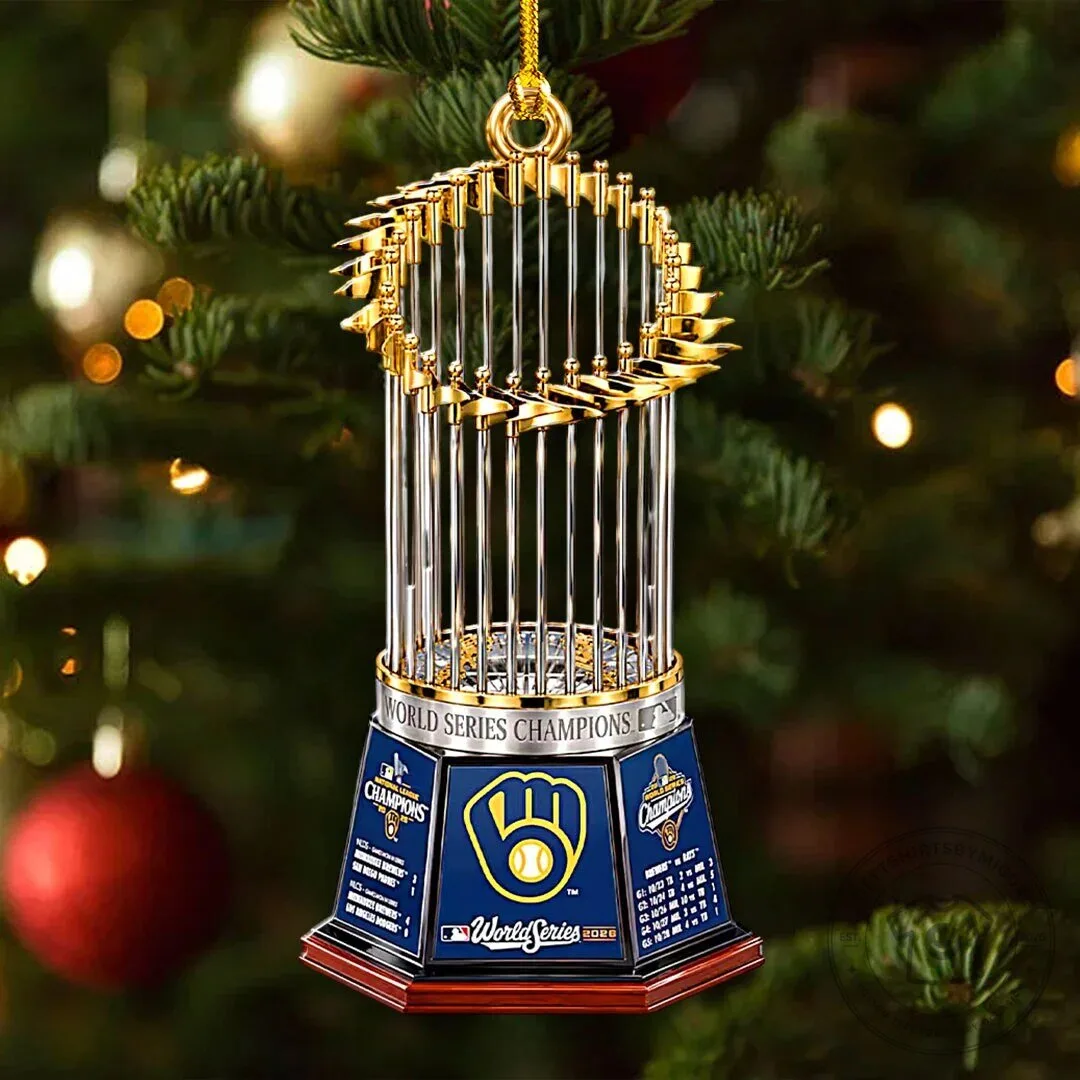 Milwaukee Brewers 2026 World Series Champions Baseball Trophy Ornament